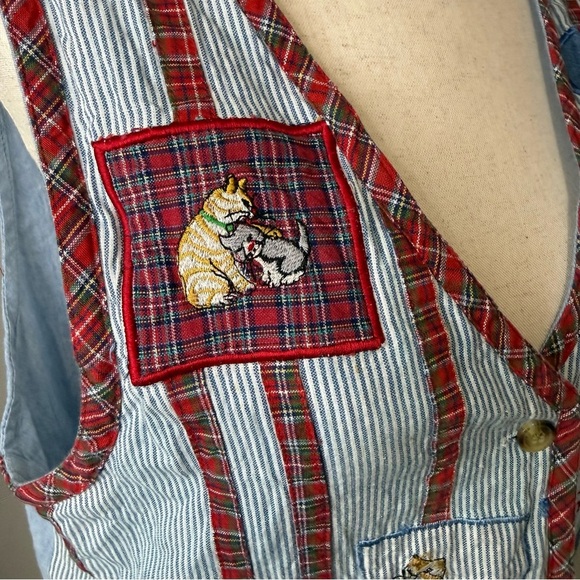 Casey & Max Vintage Cat & Heart Patchwork Vest – Size M - Picture 6 of 8
